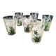 6 Goblet-shaped tea glasses with VMC screen-printed decoration