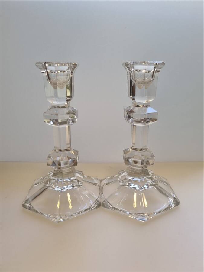 Pair of glass candlesticks