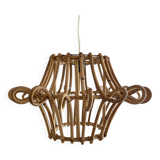 Bohemian style hanging rattan lampshade, 60s-70s