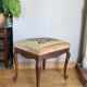 19th century Regency footrest with floral bouquet tapestry made with cross stitch