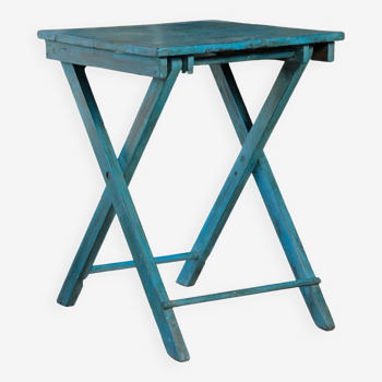 Small Indian teak table (original blue patina)