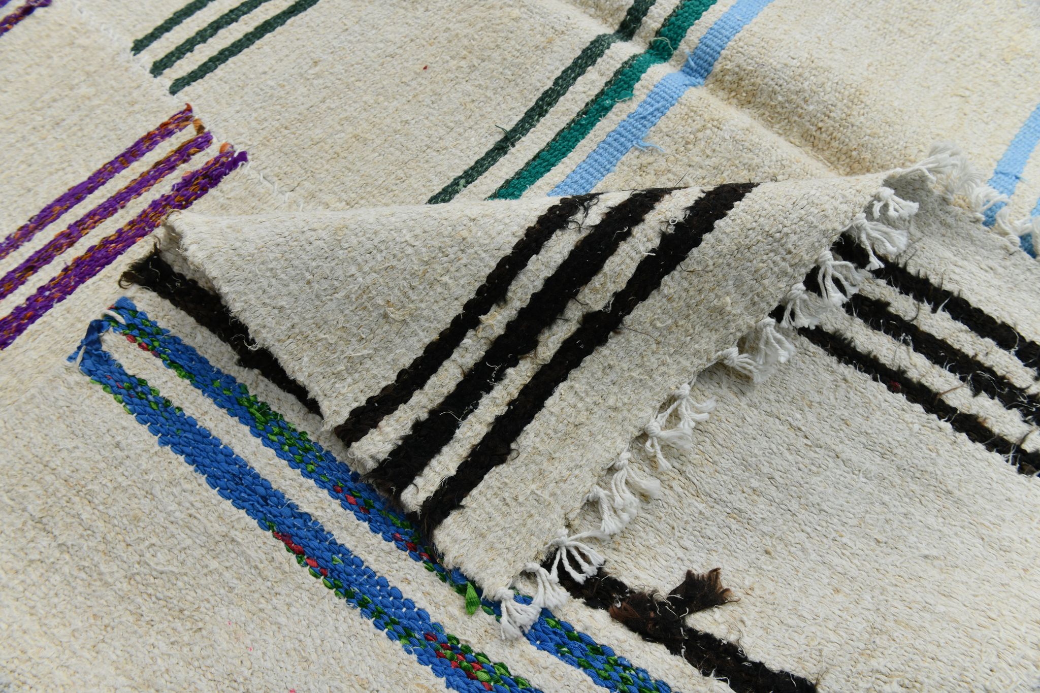 Tapis de chanvre vintage texturé neutre, 168x304cm