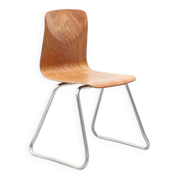 Flötotto chair with straight shell, oak and chrome