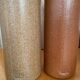 Lot de deux bouteilles en grès émaillé M.K.M vintage brun ocre