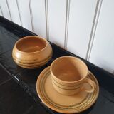Set of 10 coffee cups with saucers and sandstone sugar
