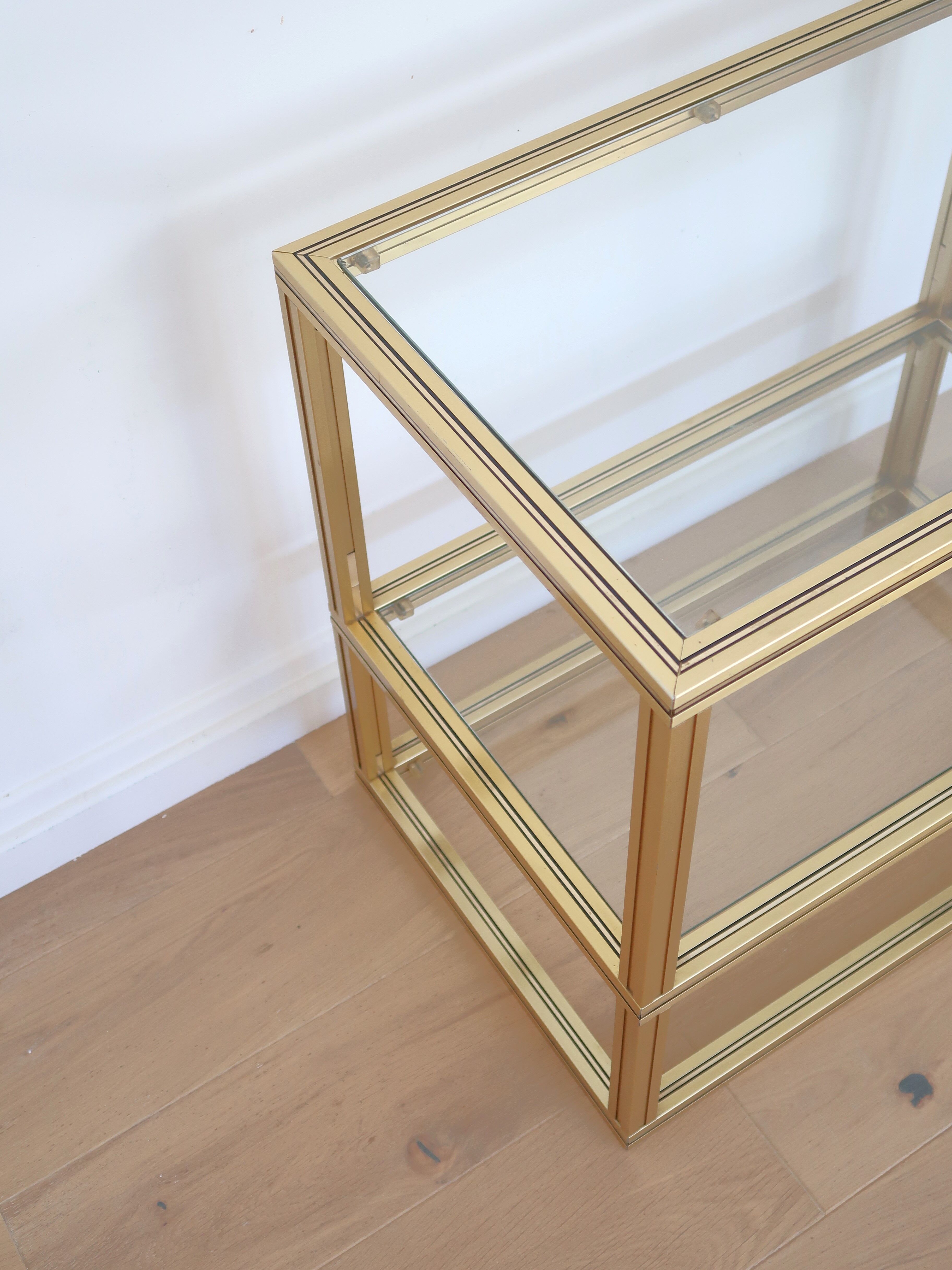 Bookcase shelf Pierre Vandel Paris gilded brass