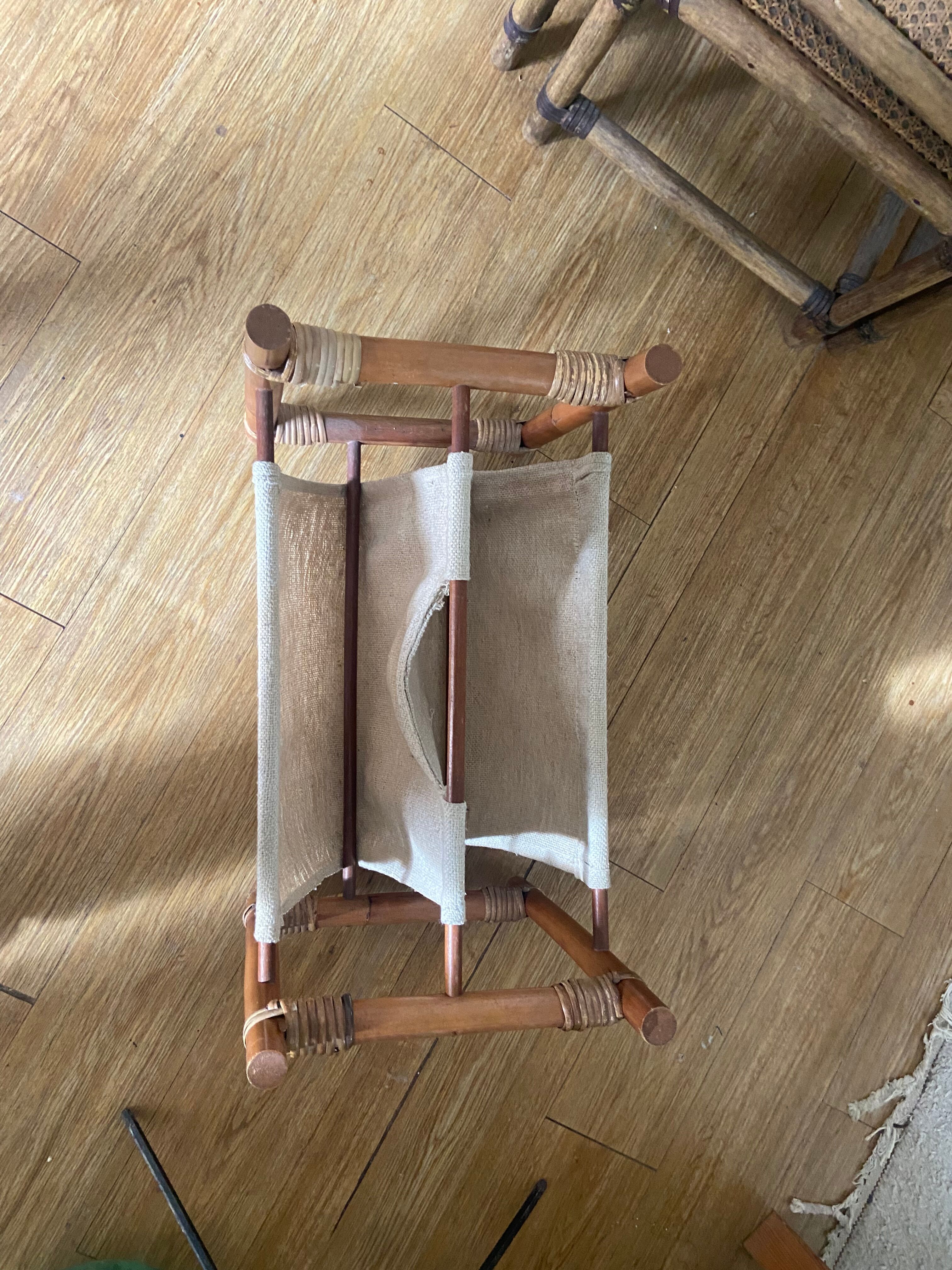 Magazine holders in wood and canvas 70s