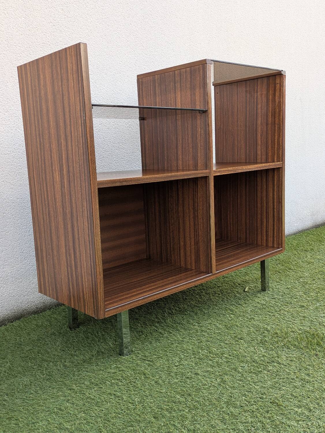 Meuble rangement Hi-Fi vinyles moderniste vintage 1960