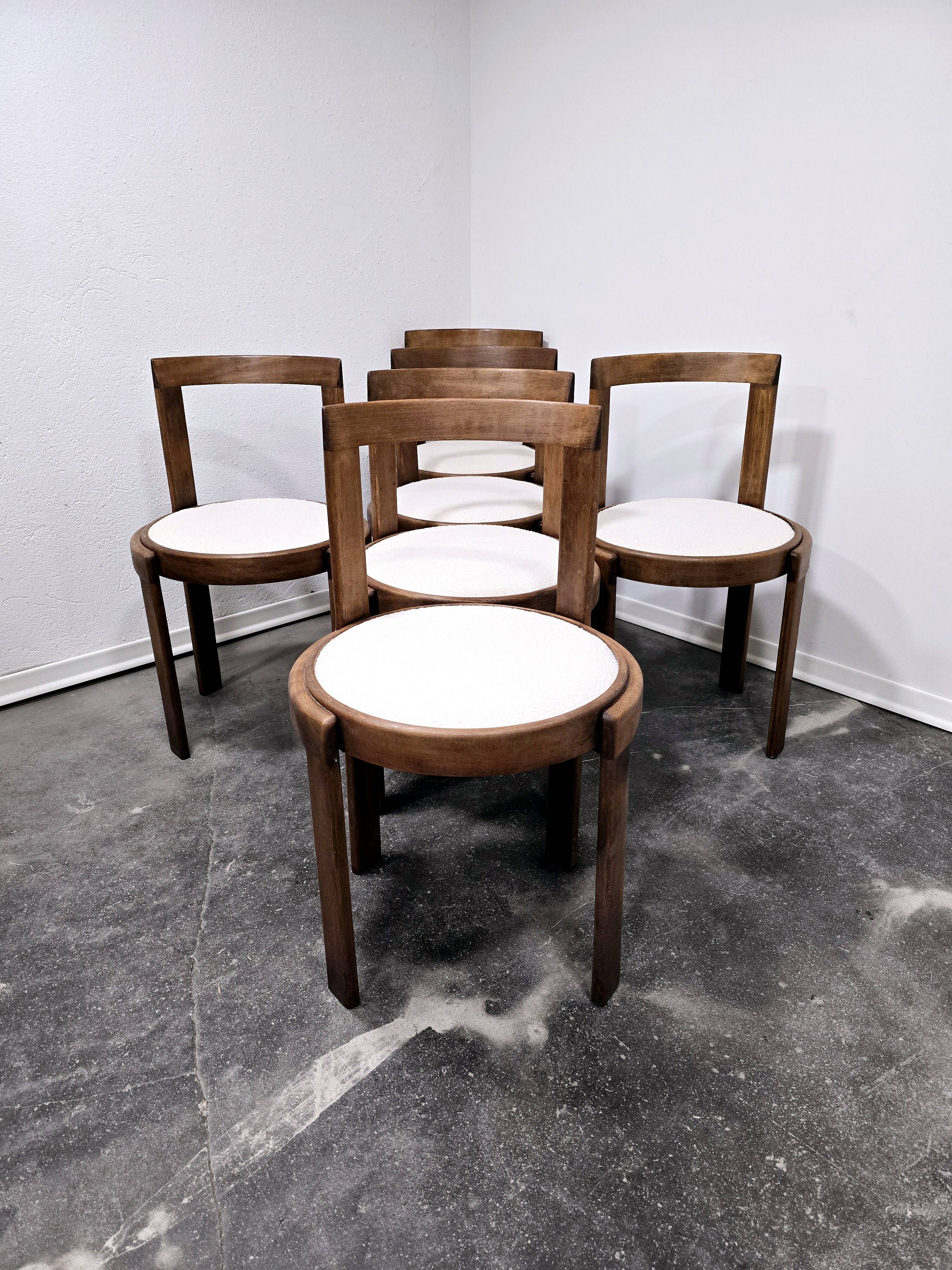 Chaises de salle à manger en bois courbé des années 1960, lot de 6
