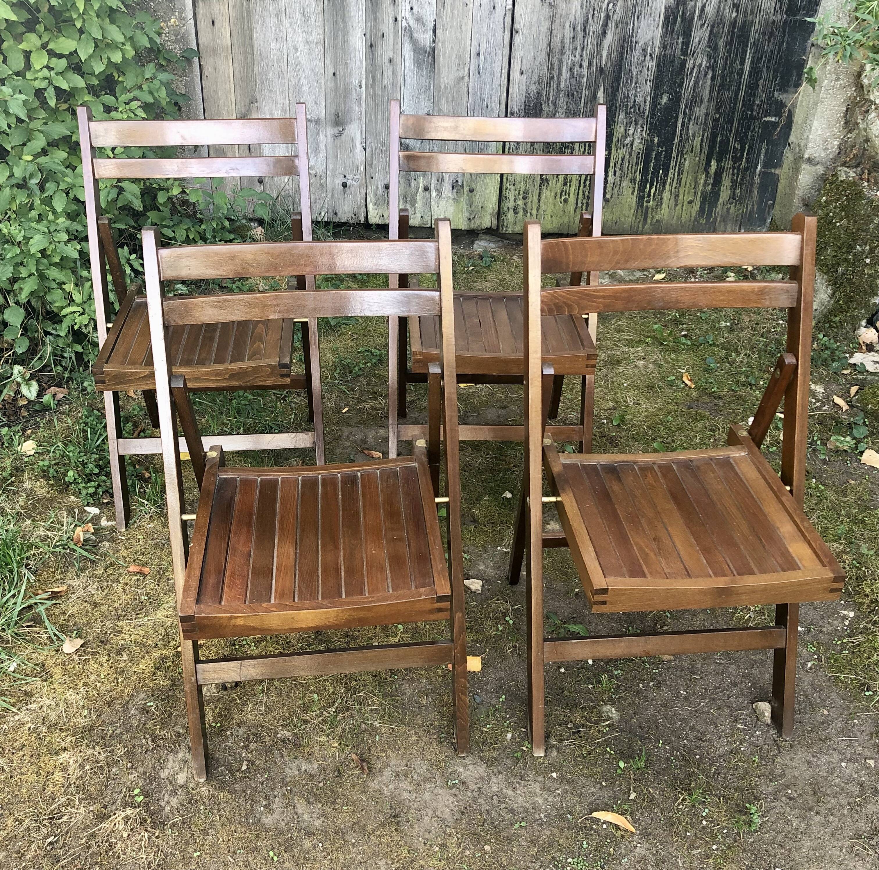 Chaises pliantes bois vintage