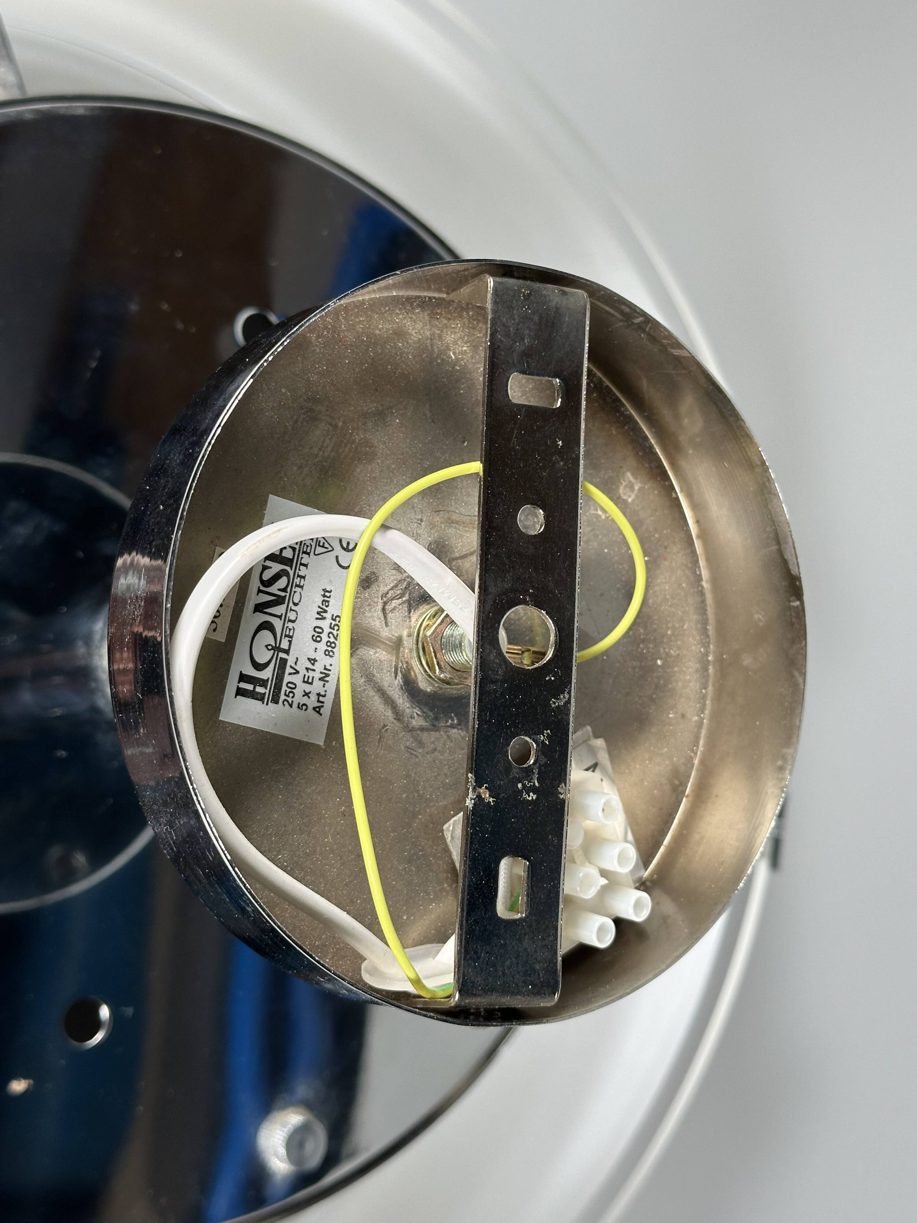 1970s 1980s Ceiling Lamp by Honsel Leuchten Germany in Glass & Chrome