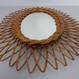 Italian rattan mirror, 1960s