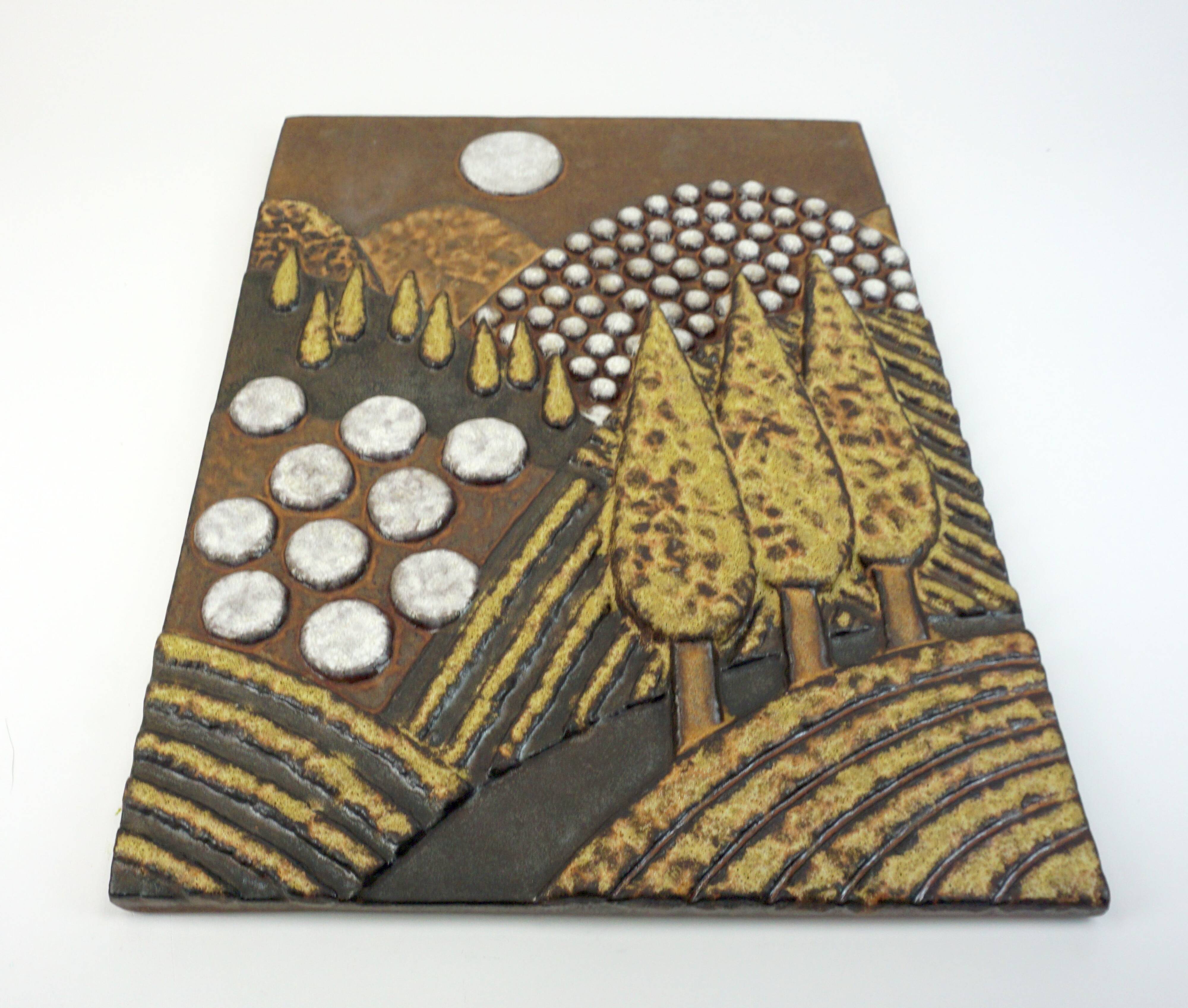 ceramic WALL PANEL landscape 70s  no. 7854 majolika karlsruhe liedke