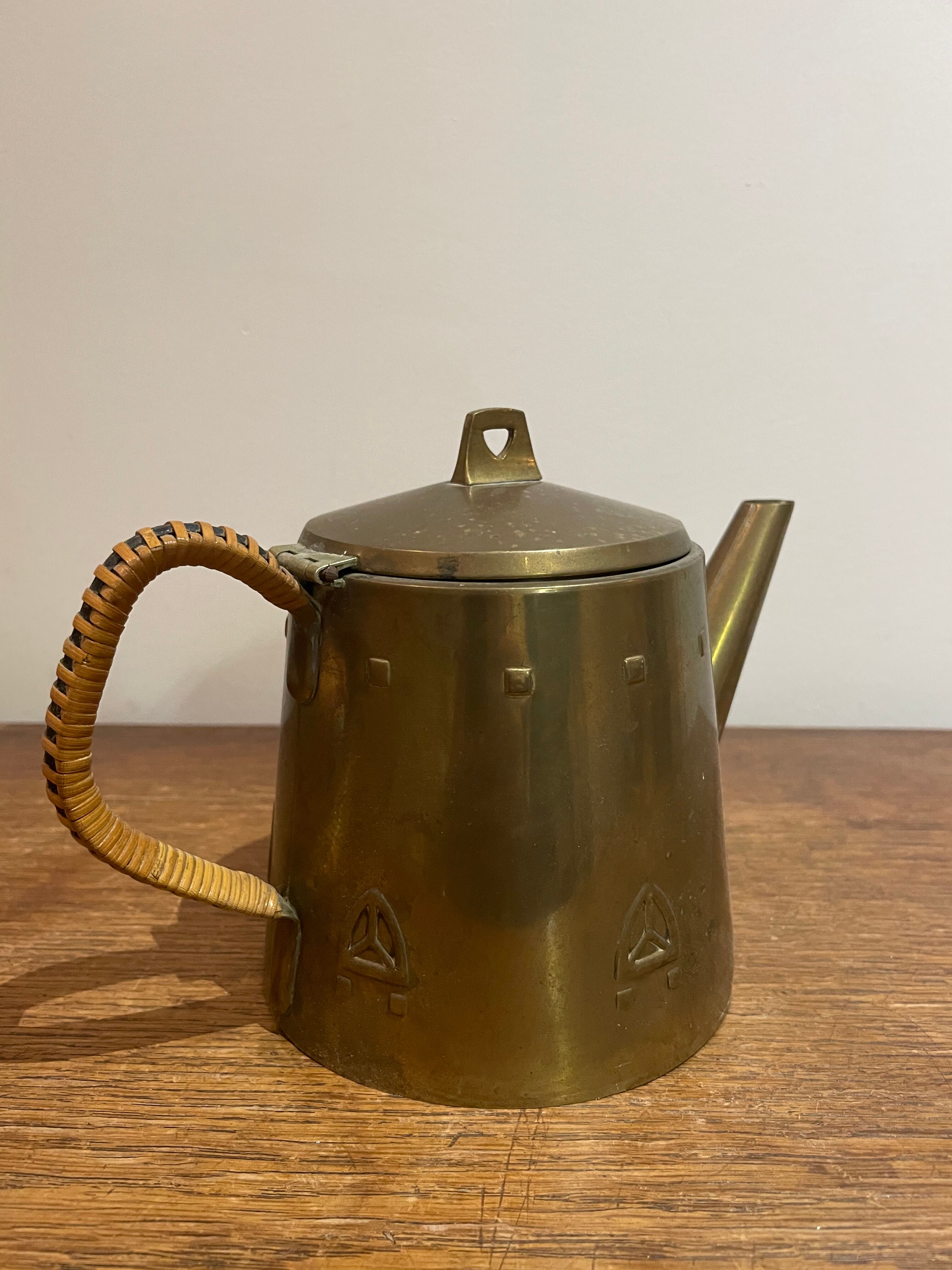 Jugendstil brass teapot