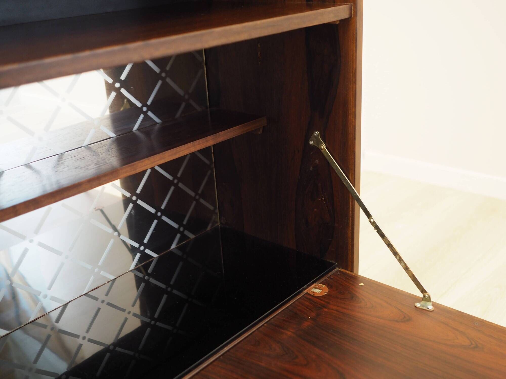 Bookcase with bar cabinet, rosewood veneer, Denmark, 1970s
