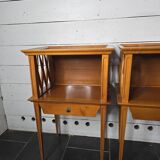 Bedside tables with compass legs in cherry wood