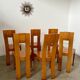 Set of 6 solid elm chairs 70s vintage Seltz design