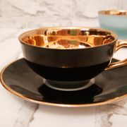 French fine porcelain coffee cups, colors and gold