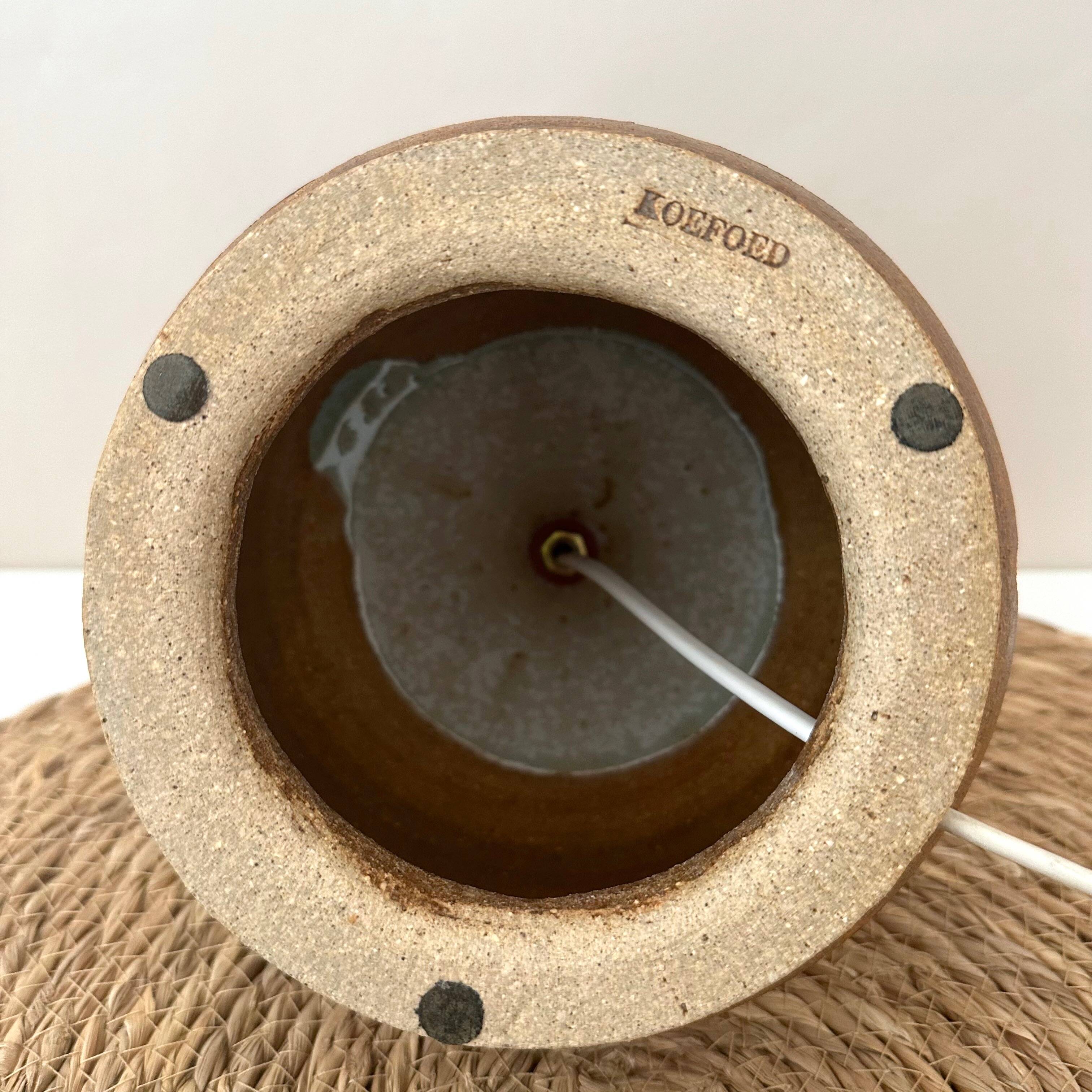 Danish Design table lamp, Koefoed ceramic, pleated lampshade, mid century interior