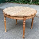Art Deco round extendable dining table renovated in solid oak 225cm 20th century