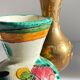 Vintage handcrafted ceramic and brass vases