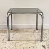 1970s coffee table glass and chrome steel