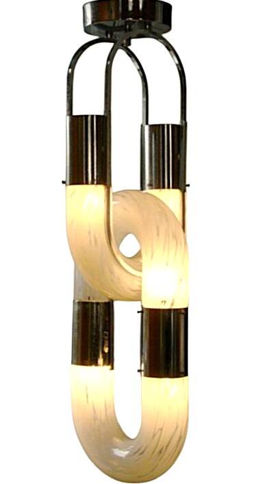 Murano Glass Chain Chandelier in Metal by Aldo Nason for Mazzega