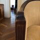 pair of ART DECO gondola chairs and a matching pouf reupholstered
