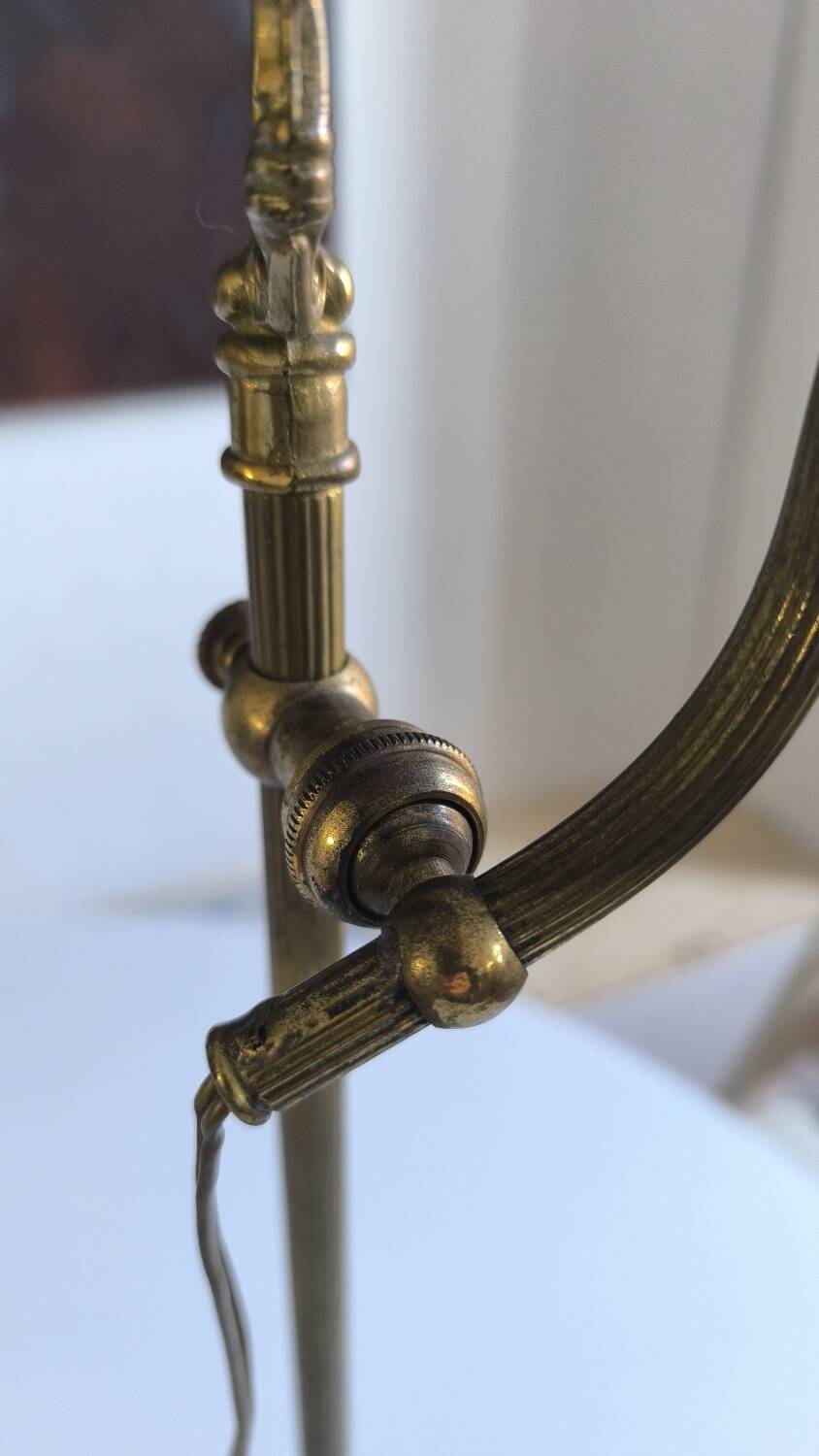 Art Deco bronze and frosted glass tulip lamp