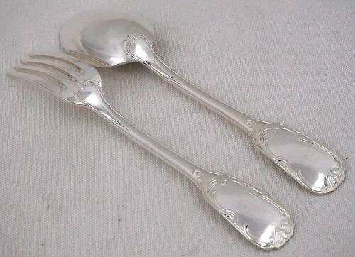 12 dessert spoons, 24 pieces, Louis XV style, 18.5 cm silver-plated metal.
