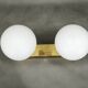 Kamenický Šenov Brass Double Globe Wall Light, Czechoslovakia, 1970s