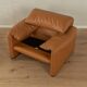 675 Maralunga armchair with ottoman by Vico Magistretti for Cassina, 1970s, original cognac brown leather