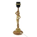 Vintage Table Lamp Female Figure Brass and Onyx Marble