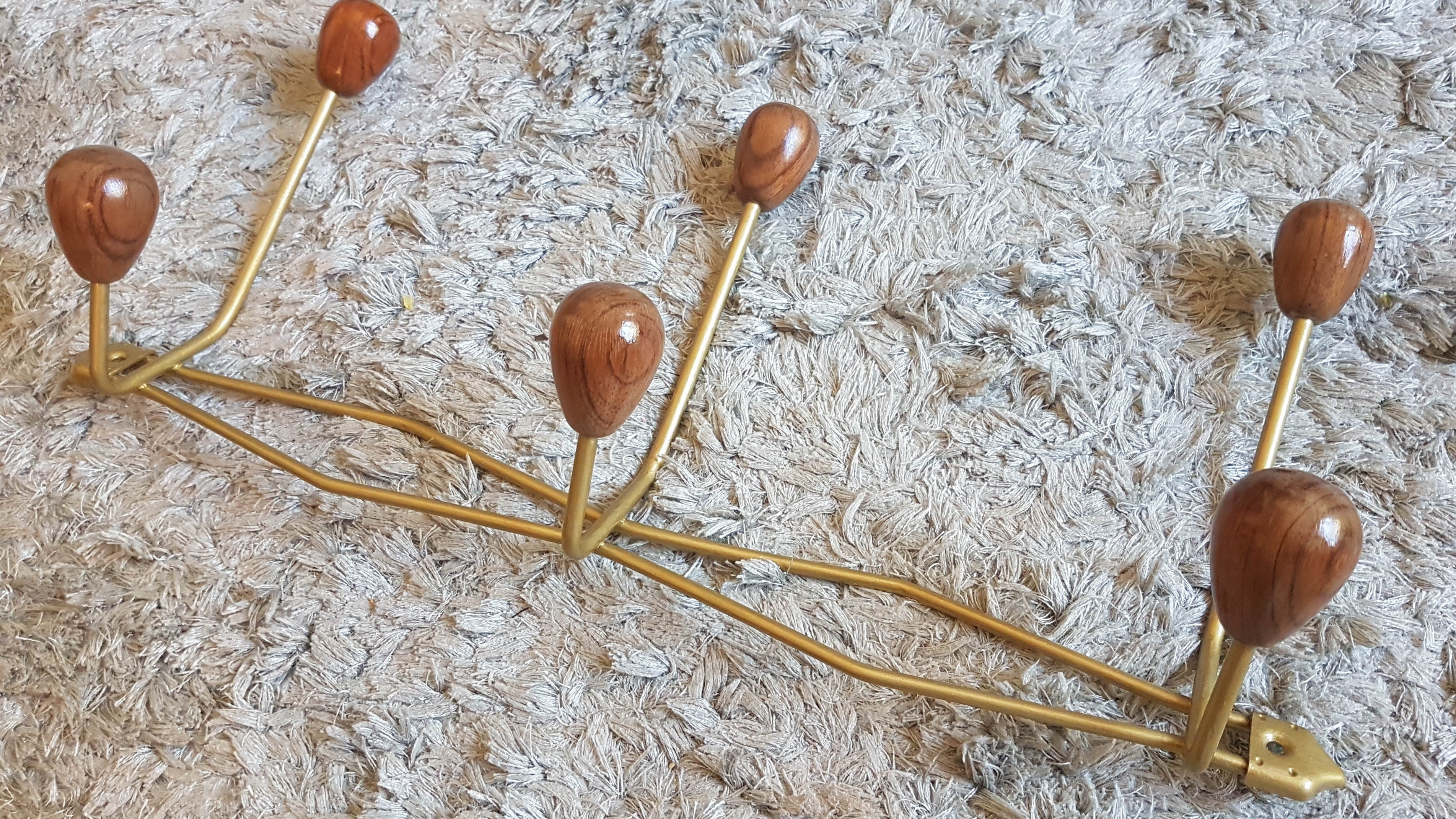 Vintage metal and wood coat rack year 50