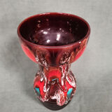 Vase in Vallauris earthenware signed orange and turquoise