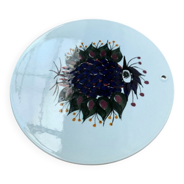 Mid-Century Danish wall plate with Crazy Bird design by Beth Breyen for Royal Copenhagen.