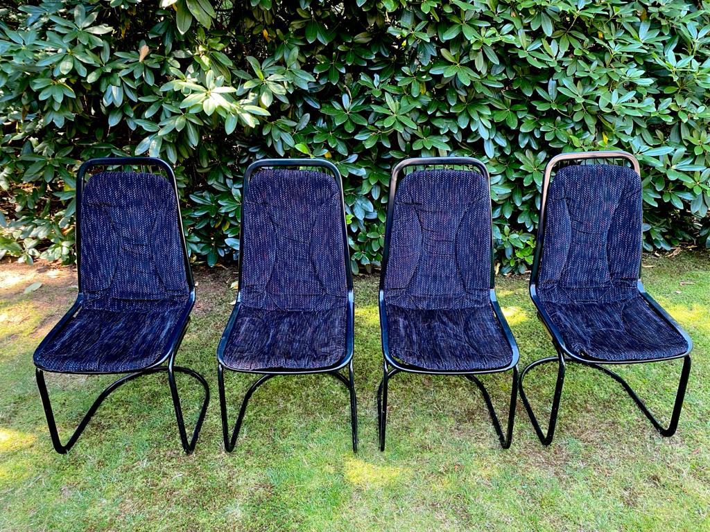 Set of four black highback dining chairs,  1970s