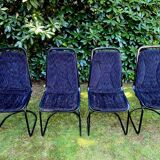 Set of four black highback dining chairs,  1970s