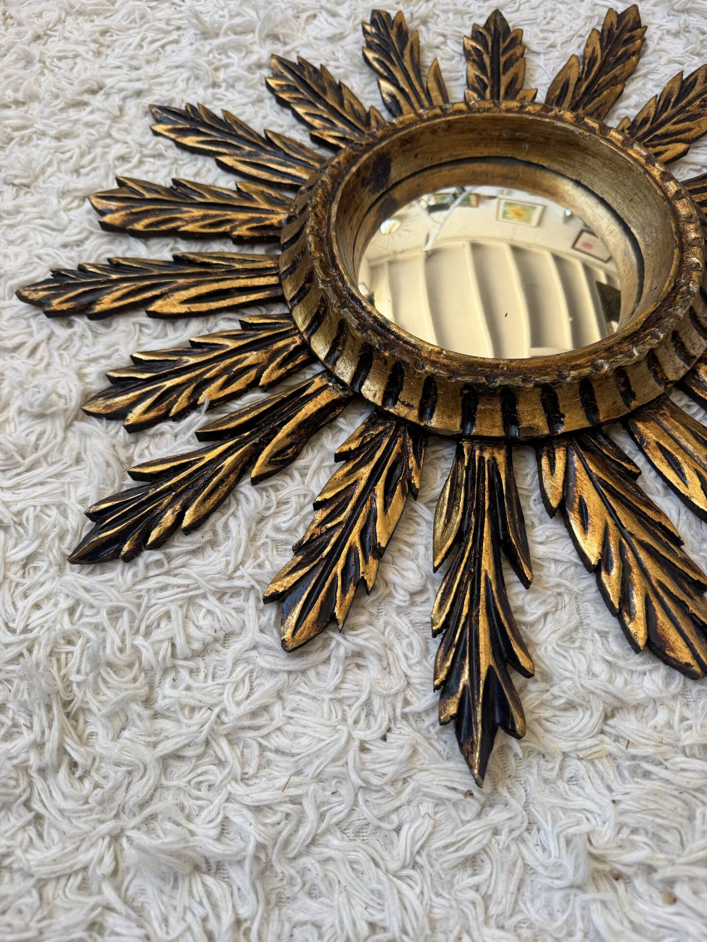 Miroir convexe doré ancien