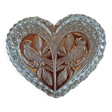 Large crystal pocket heart HOFBAUER Vintage 60-70's