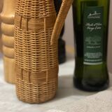 Grande bouteille en verre et osier