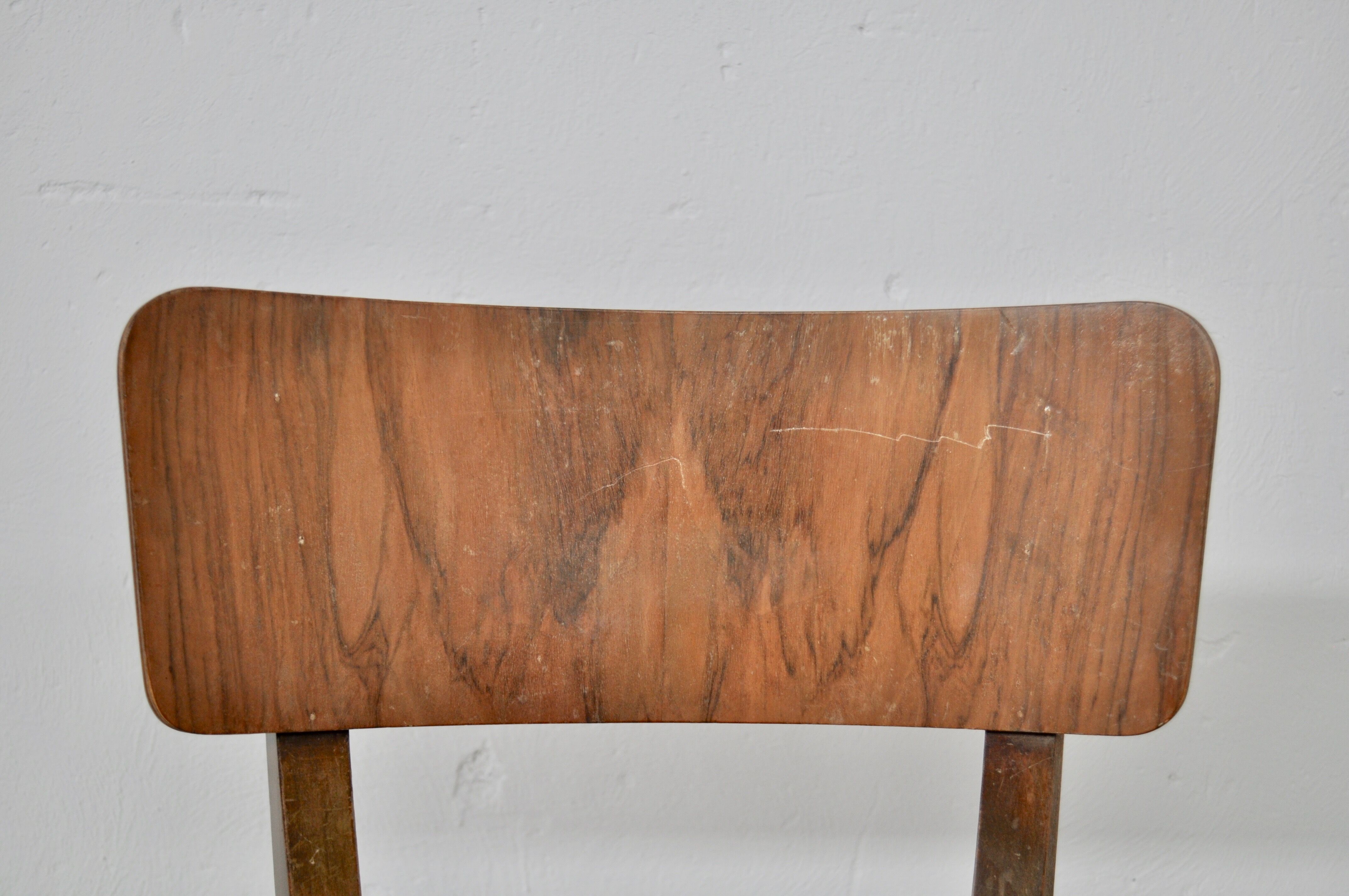 Vintage walnut chairs with studs & straps and springs in velvet, italy, 1920s