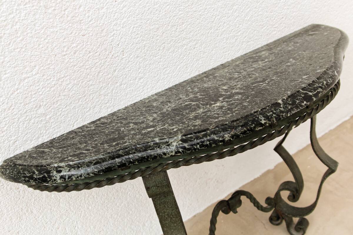 Console murale en fer forgé et marbre