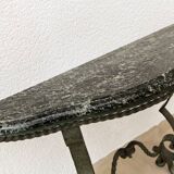 Wrought iron and marble wall console