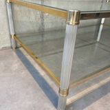 Table basse double plateau laiton et verre
