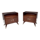 Pair of Elegant Walnut Nightstands with a Crystal Top Shelf