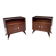 Pair of Elegant Walnut Nightstands with a Crystal Top Shelf