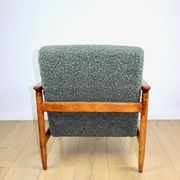 GFM-142 armchair, design by Edmund Homa from the 70s, olive green thick boucle - 2 pieces available