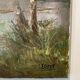 Old painting, landscape at the pond, signed Leroux, XX century