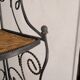 Etagère d'angle en osier et fer forgé